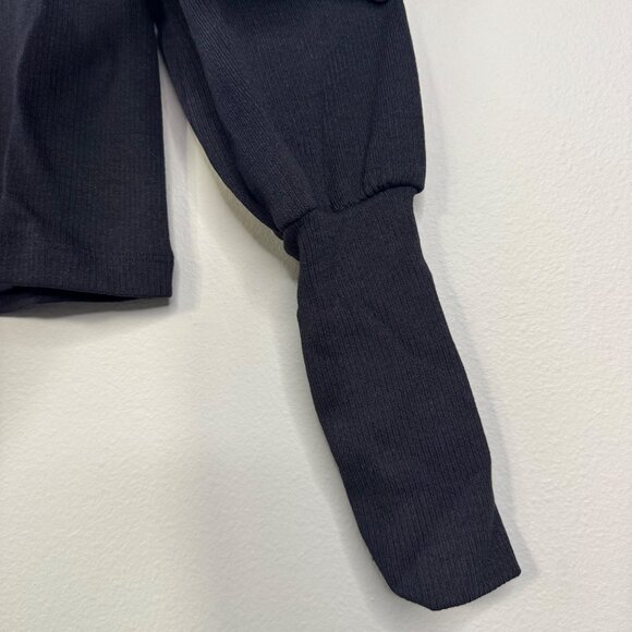 MIA JOY Black Ribbed Lynne Top Girls 6 NWT Stylish Puff Sleeve Party Shirt NEW - Picture 4 of 10